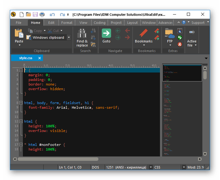 Окно hex-редактора UltraEdit