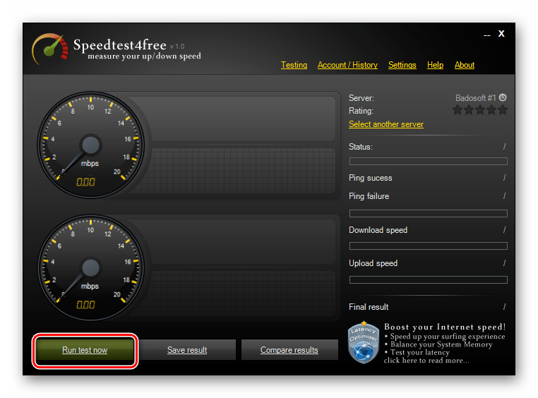 Запуск проверки Speedtest4free