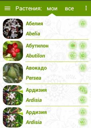 Список растений