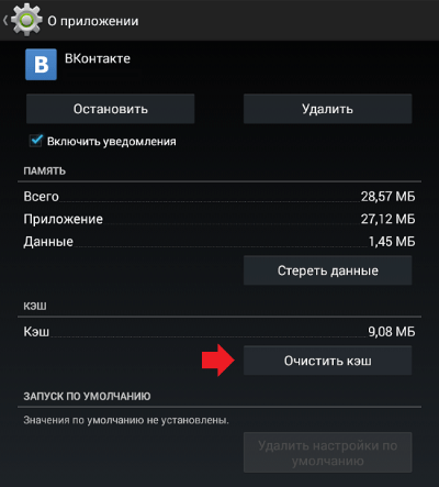 Данные приложения Вконтакте