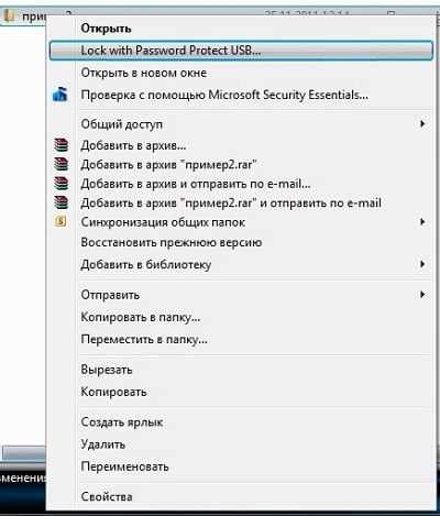 Команда Lock with the Password Protect USB 