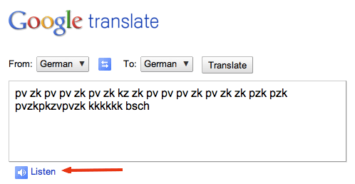 Скриншот озвучки через Google Translator