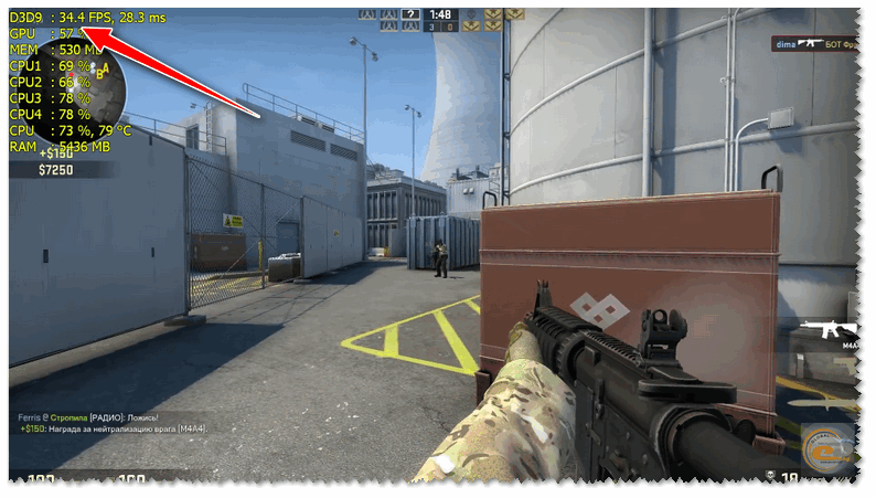 Counter Strike GO - 35-40 FPS на FullHD на средних настройках