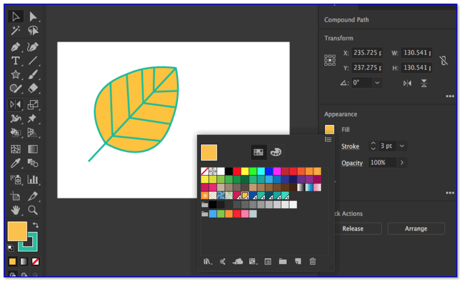 Adobe Illustrator — скрин окна