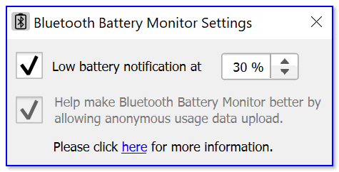 Bluetooth Battery Monitor — когда уведомлять о том, что осталось мало заряда