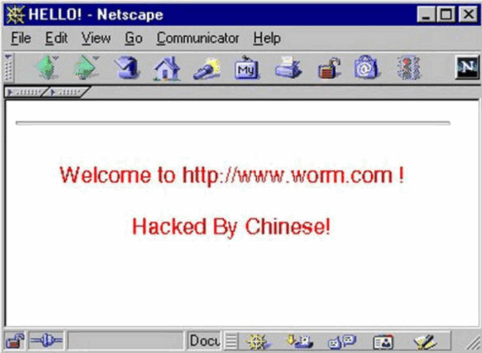 Браузер Netscape - сообщение о Code Red