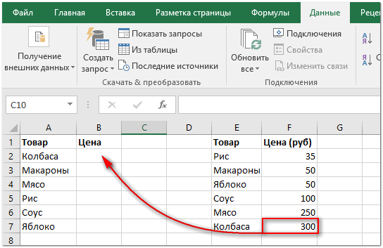Две таблицы в Excel - сравниваем первые столбцы