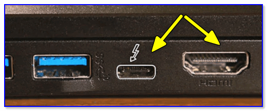HDMI и USB Type С (вид ноутбука сбоку)
