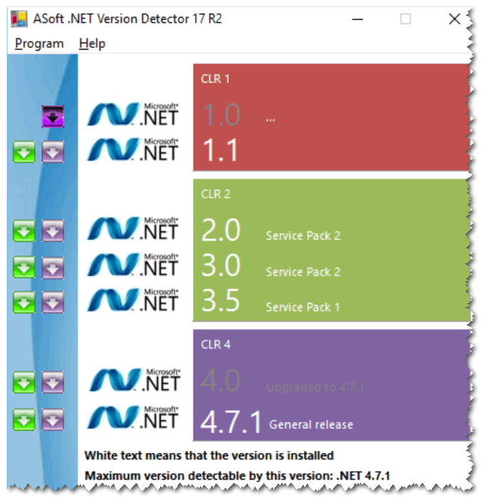 NET Version Detector - смотрим доступные версии NET Framework