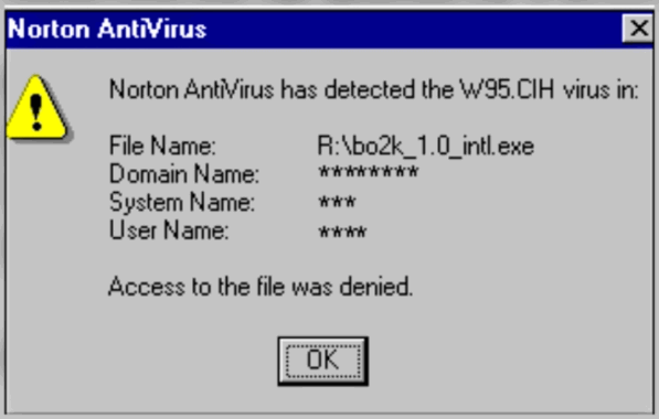 Norton Antivirus обнаружил вирус Чернобыль