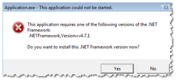 Ошибка, связанная с отсутствием .NET 4.7 версии