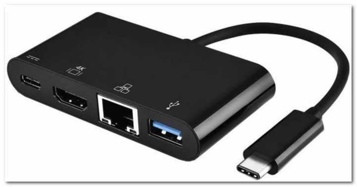 Переходник USB Type-C на HDMI, GbE, USB 3.0