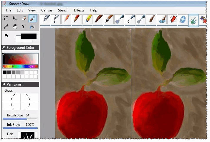 SmoothDraw - нарисованное яблоко