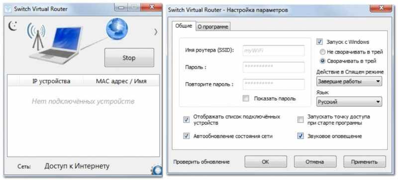Switch Virtual Router - главное окно