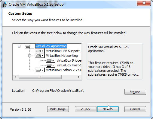Установка VirtualBox стандартна